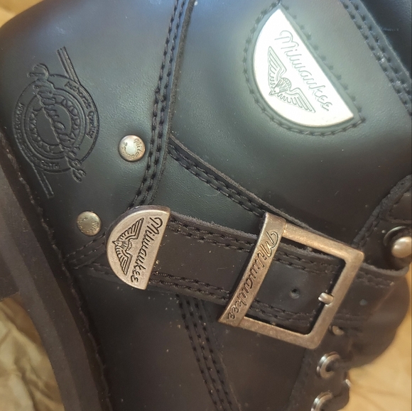 MILWAUKEE Men's "Road Captain" MB433 Black Leather Biker Boots Size 8.5D - Picture 8 of 11